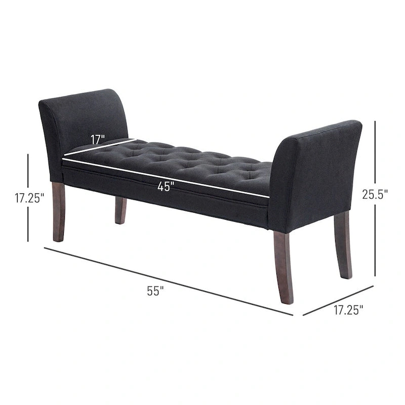 Banc de bout de lit avec capitonnage à boutons, banc d'entrée rembourré