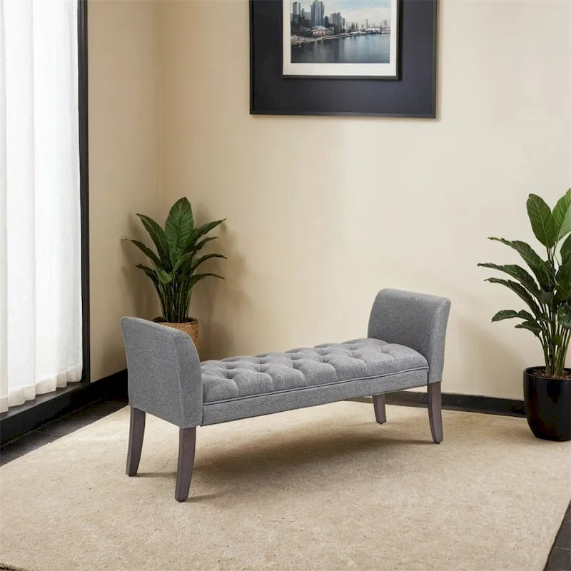 Banc de bout de lit avec capitonnage à boutons, banc d'entrée rembourré