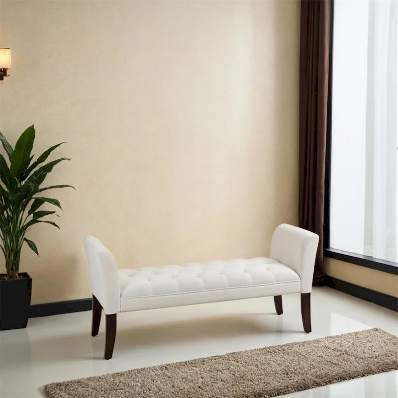 Banc de bout de lit avec capitonnage à boutons, banc d'entrée rembourré