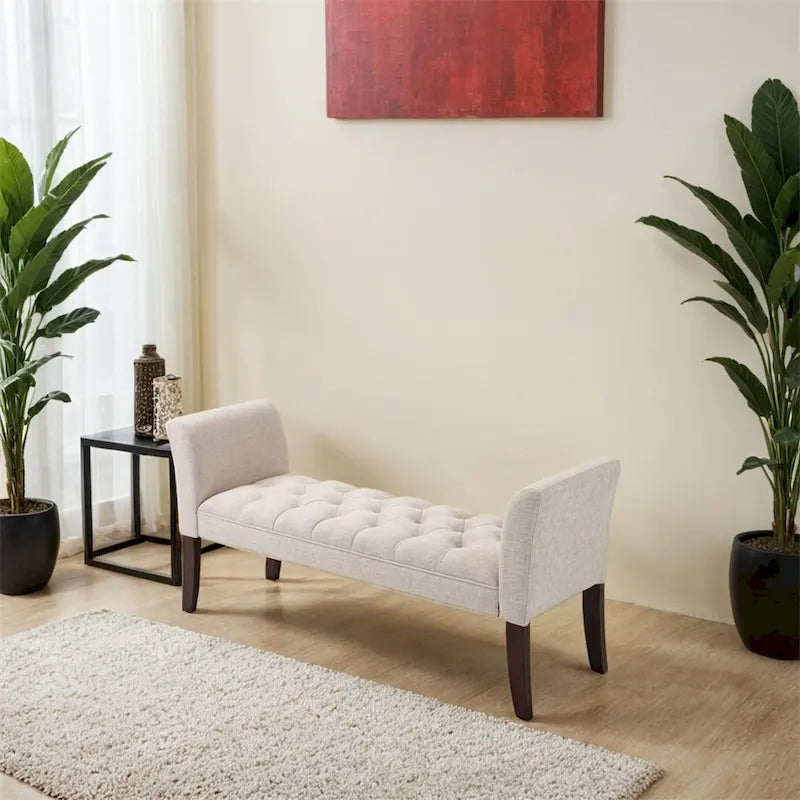 Banc de bout de lit avec capitonnage à boutons, banc d'entrée rembourré