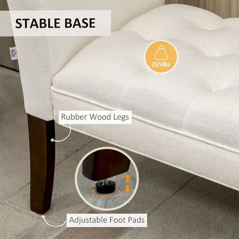 Banc de bout de lit avec capitonnage à boutons, banc d'entrée rembourré