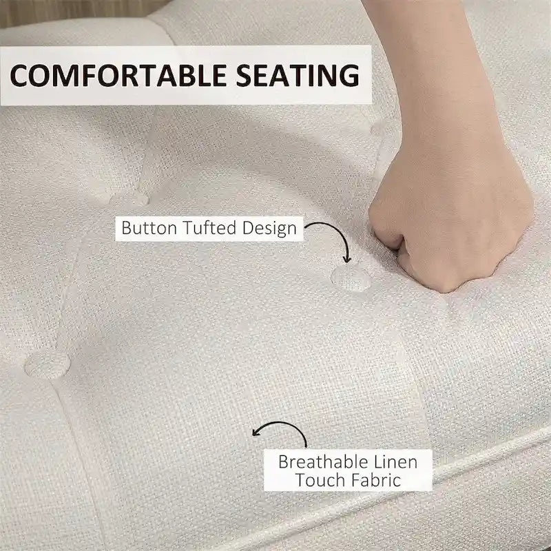 Banc de bout de lit avec capitonnage à boutons, banc d'entrée rembourré