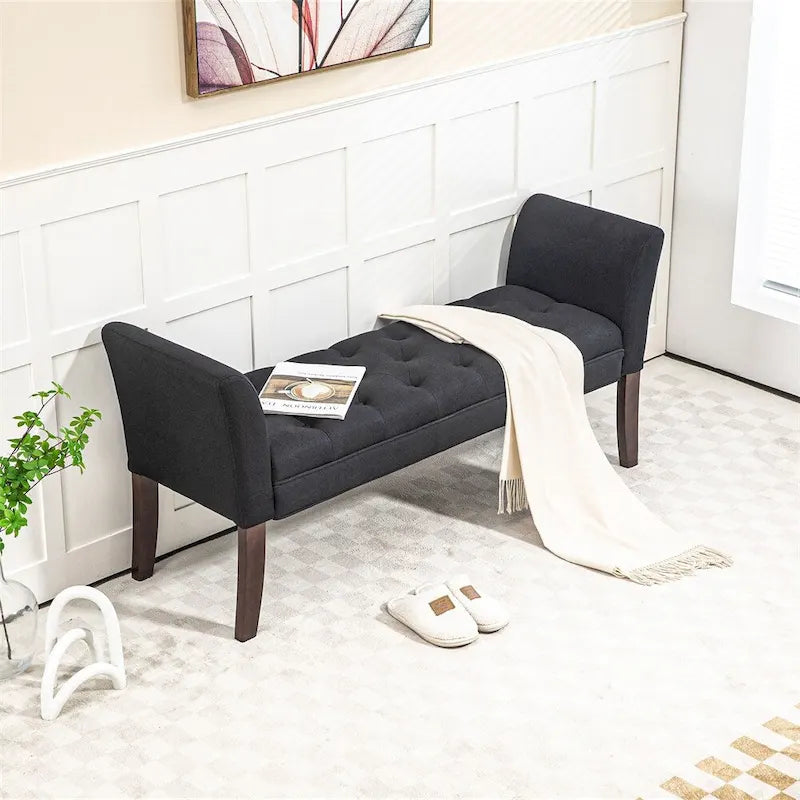 Banc de bout de lit avec capitonnage à boutons, banc d'entrée rembourré