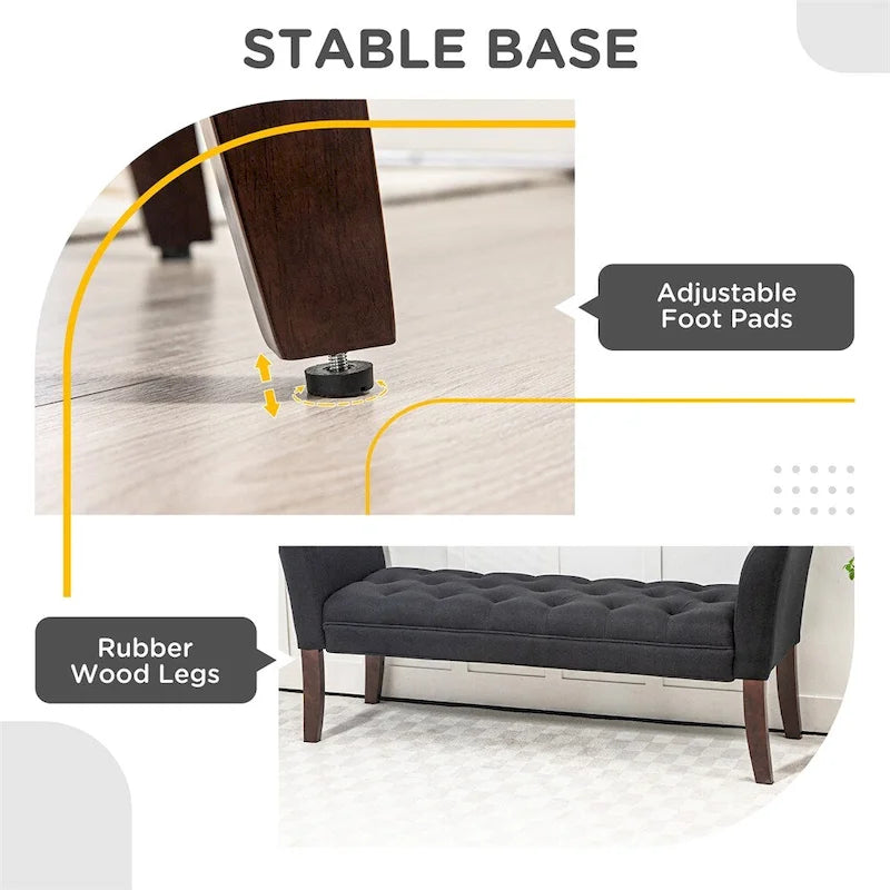 Banc de bout de lit avec capitonnage à boutons, banc d'entrée rembourré