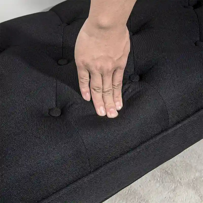 Banc de bout de lit avec capitonnage à boutons, banc d'entrée rembourré