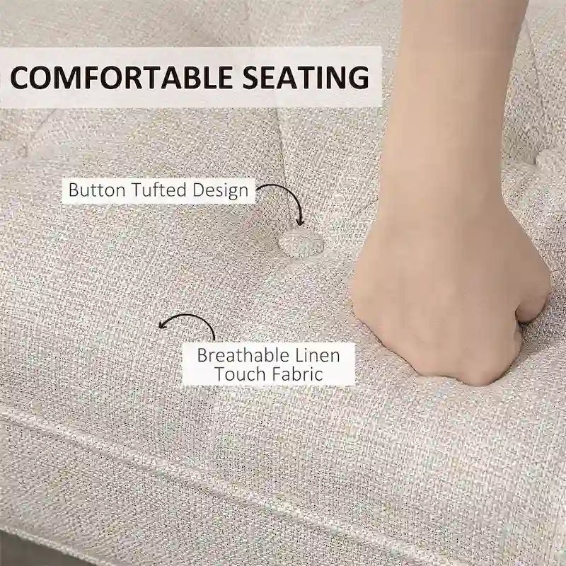 Banc de bout de lit avec capitonnage à boutons, banc d'entrée rembourré