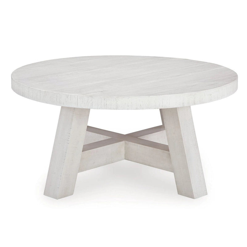 Table basse ronde de cocktail, Poteaux rustiques, Pin blanc de 40 pouces