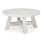 Table basse ronde de cocktail, Poteaux rustiques, Pin blanc de 40 pouces