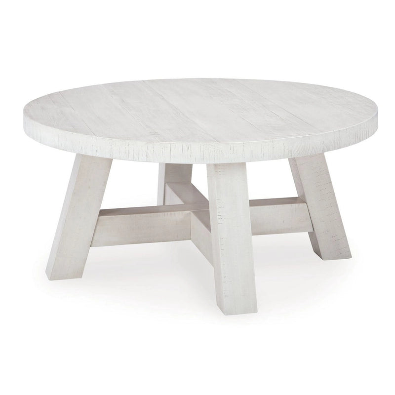 Table basse ronde de cocktail, Poteaux rustiques, Pin blanc de 40 pouces
