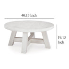 Table basse ronde de cocktail, Poteaux rustiques, Pin blanc de 40 pouces
