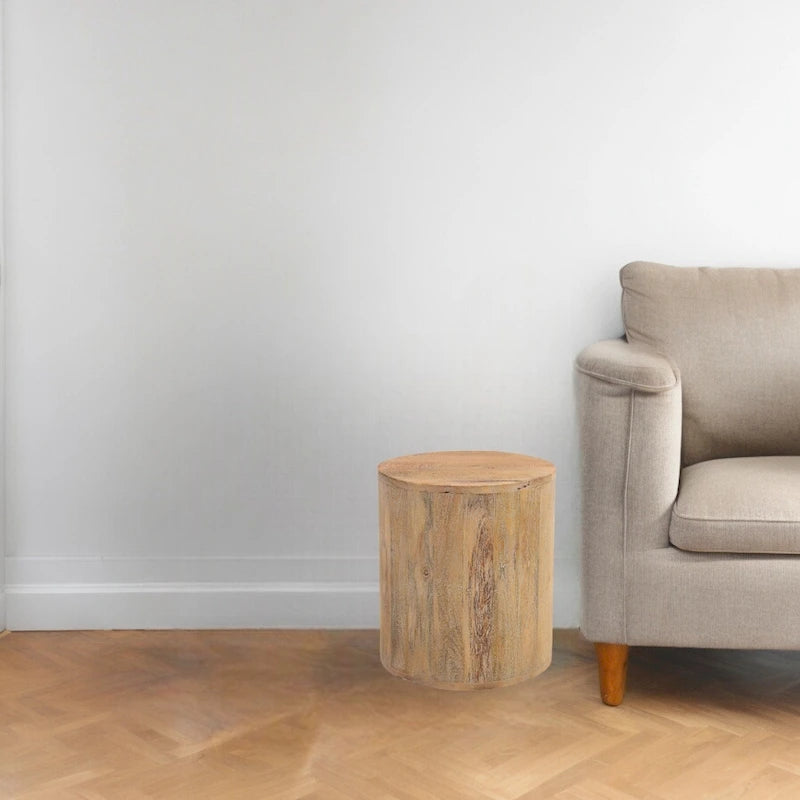 Table d'appoint ronde en bois massif naturel 18" - 16" X 18" X 16"