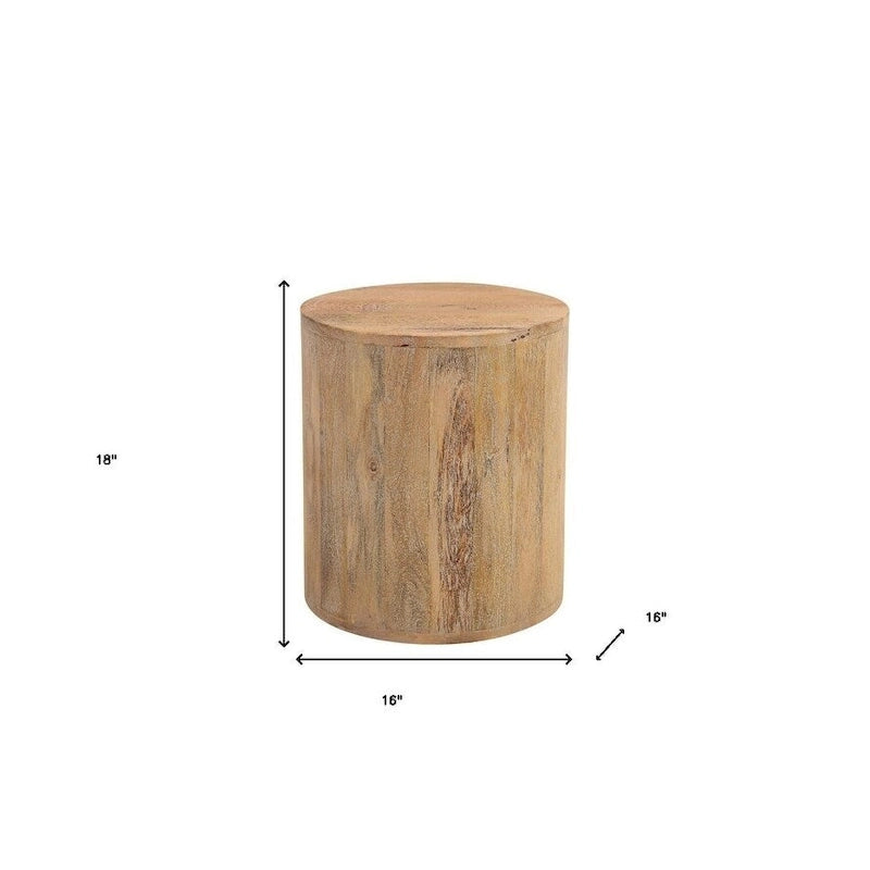 Table d'appoint ronde en bois massif naturel 18" - 16" X 18" X 16"