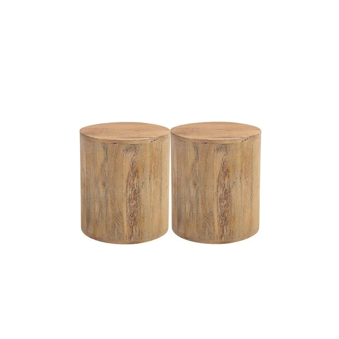 Table d'appoint ronde en bois massif naturel 18" - 16" X 18" X 16"