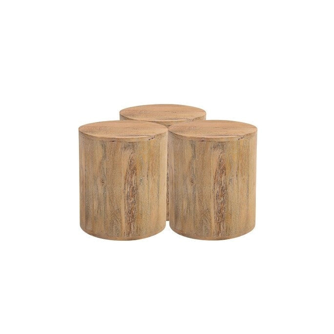 Table d'appoint ronde en bois massif naturel 18" - 16" X 18" X 16"