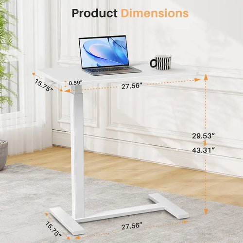 Table d'appoint de lit/bureau mobile sur roulettes blanc de 70 cm avec hauteur réglable