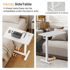 Table d'appoint de lit/bureau mobile sur roulettes blanc de 70 cm avec hauteur réglable