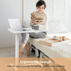 Table d'appoint de lit/bureau mobile sur roulettes blanc de 70 cm avec hauteur réglable