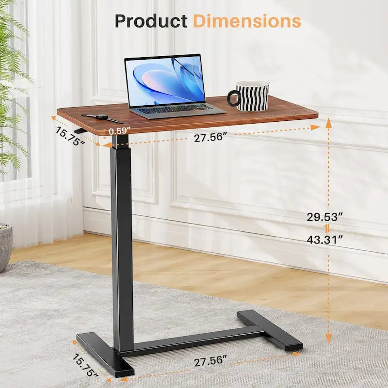 Table d'appoint de lit/bureau mobile sur roulettes blanc de 70 cm avec hauteur réglable