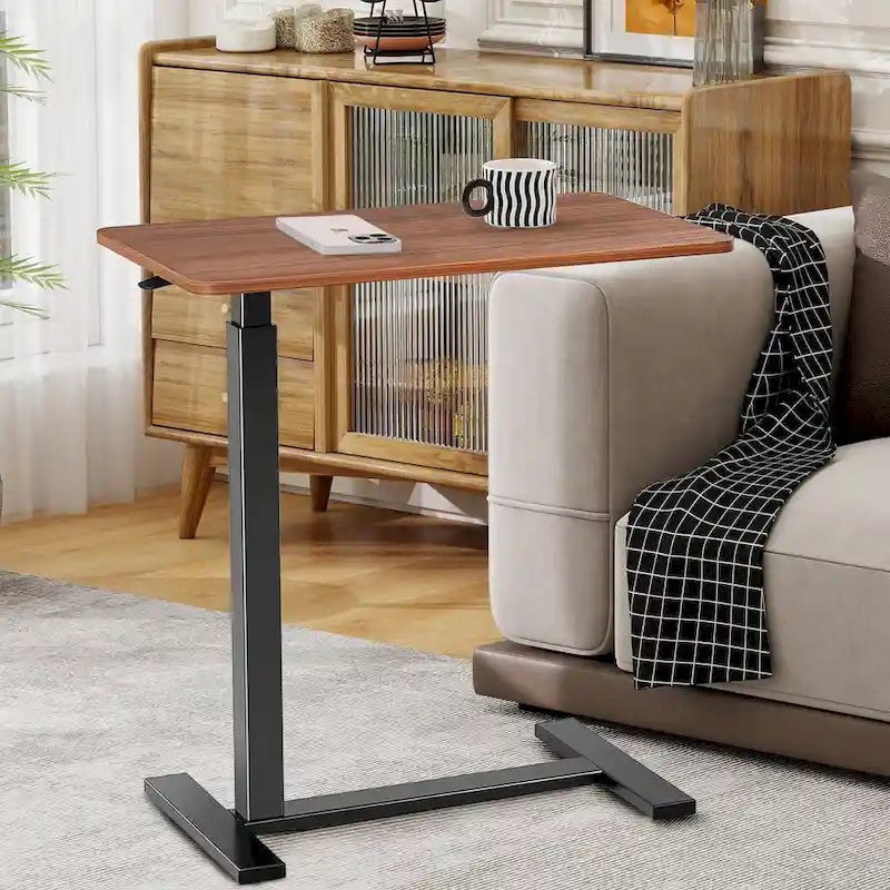 Table d'appoint de lit/bureau mobile sur roulettes blanc de 70 cm avec hauteur réglable