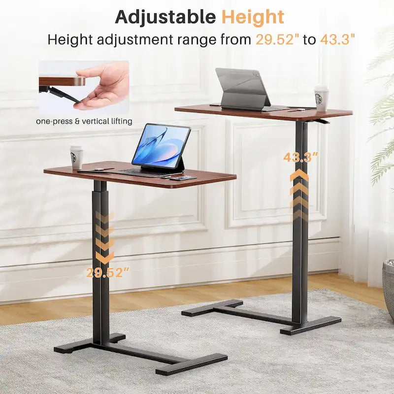 Table d'appoint de lit/bureau mobile sur roulettes blanc de 70 cm avec hauteur réglable