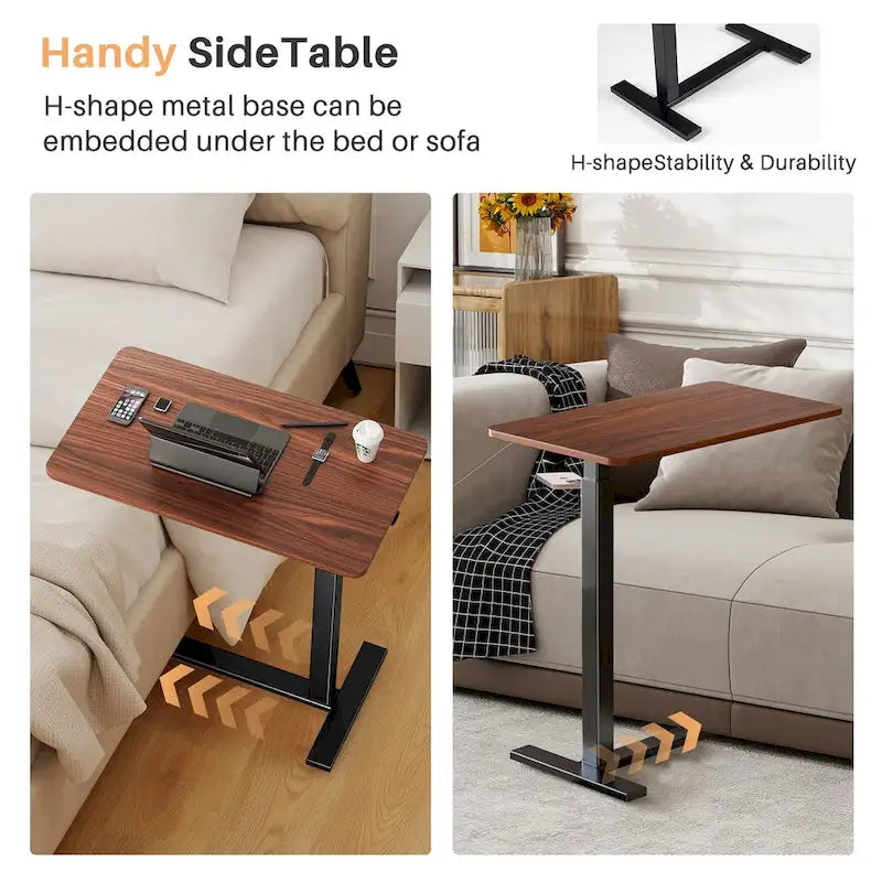 Table d'appoint de lit/bureau mobile sur roulettes blanc de 70 cm avec hauteur réglable
