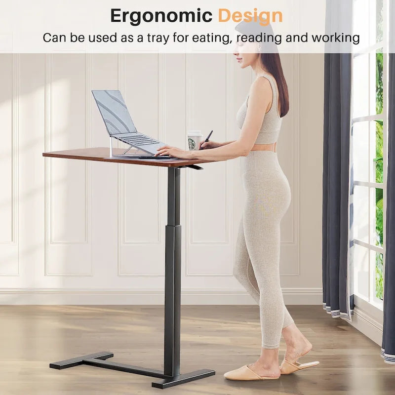 Table d'appoint de lit/bureau mobile sur roulettes blanc de 70 cm avec hauteur réglable