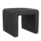 Pouf repose-pieds, capitonné en similicuir noir, 48 cm