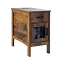 Table d'appoint en panneaux de particules de bois naturel avec tiroir et multiprise - 23,98 L x 14,02 l x 24,02 H