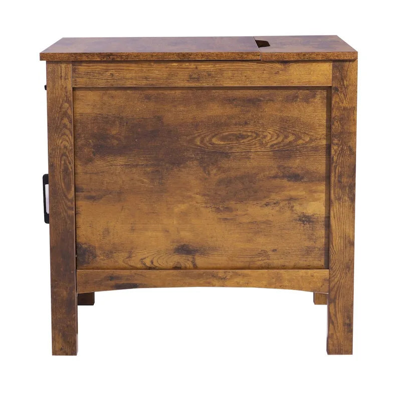 Table d'appoint en panneaux de particules de bois naturel avec tiroir et multiprise - 23,98 L x 14,02 l x 24,02 H
