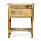 23,75 Table d'appoint moderne en bois avec trois tiroirs et une étagère inférieure ouverte pour salon ou chambre à coucher