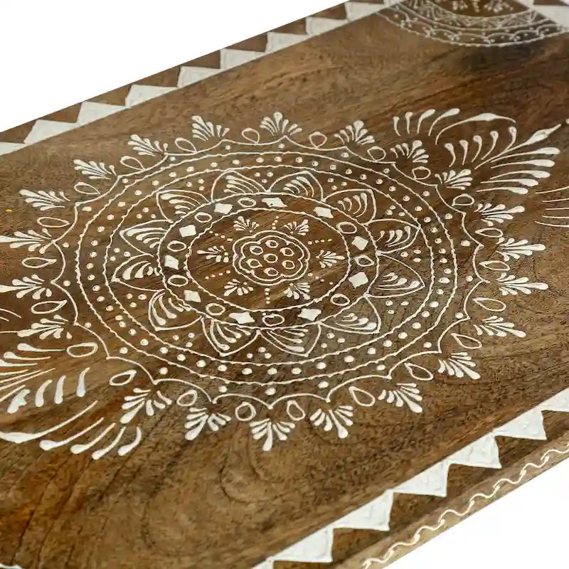 23,75 Table d'appoint moderne en bois avec trois tiroirs et une étagère inférieure ouverte pour salon ou chambre à coucher