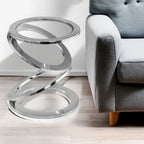 HomeRoots 17 Silver And Clear Glass and Aluminum Round Abstract End Table