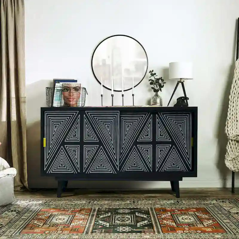Bidi Mid-Century Modern Solid Wood 2-shelf Buffet by Furniture of America