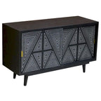 Buffet en bois massif à 2 étagères, style Mid-Century Modern