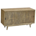 Buffet en bois massif à 2 étagères, style Mid-Century Modern
