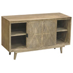 Buffet en bois massif à 2 étagères, style Mid-Century Modern