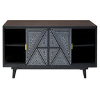 Buffet en bois massif à 2 étagères, style Mid-Century Modern