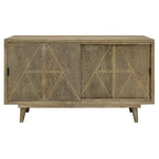 Buffet en bois massif à 2 étagères, style Mid-Century Modern