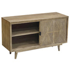 Buffet en bois massif à 2 étagères, style Mid-Century Modern