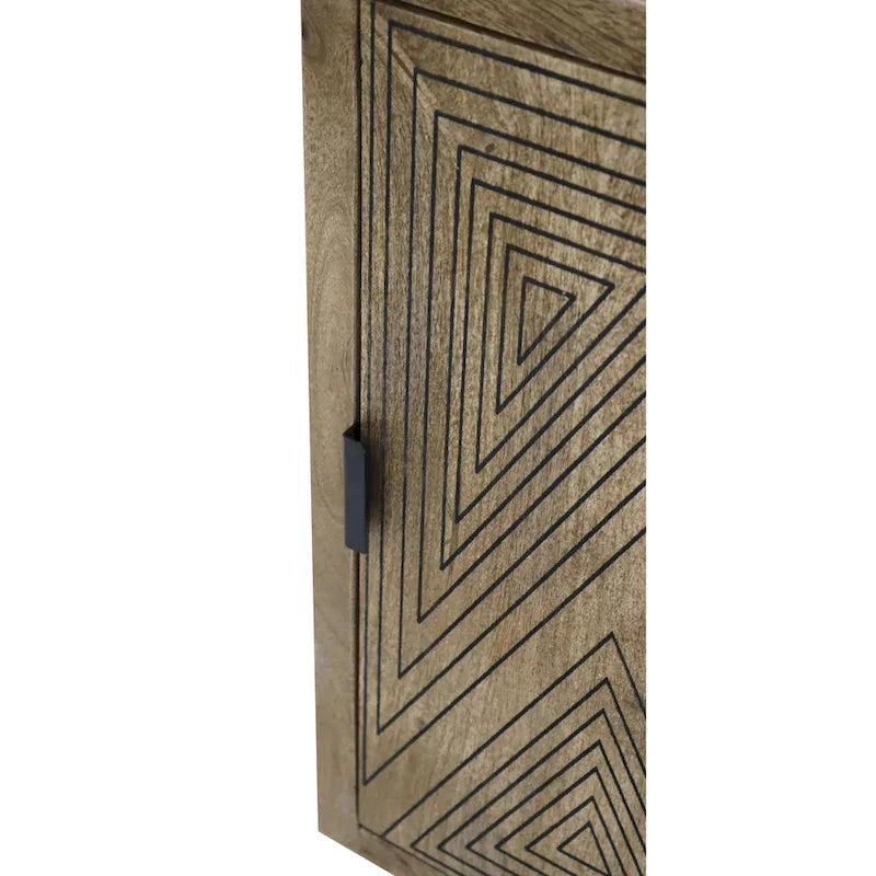 Buffet en bois massif à 2 étagères, style Mid-Century Modern