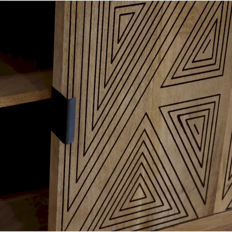 Buffet en bois massif à 2 étagères, style Mid-Century Modern