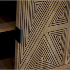 Buffet en bois massif à 2 étagères, style Mid-Century Modern