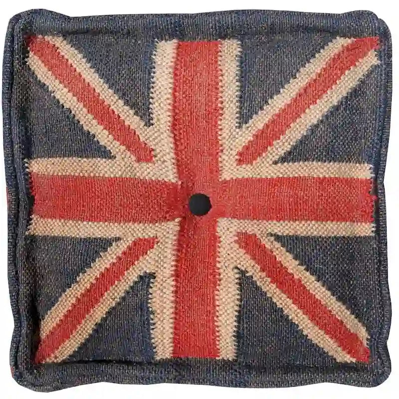 Pouf Kilim fait main en jute et laine d'Inde