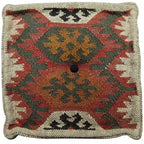 Pouf Kilim fait main en jute et laine d'Inde