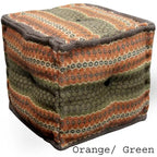 Pouf Kilim fait main en jute et laine d'Inde