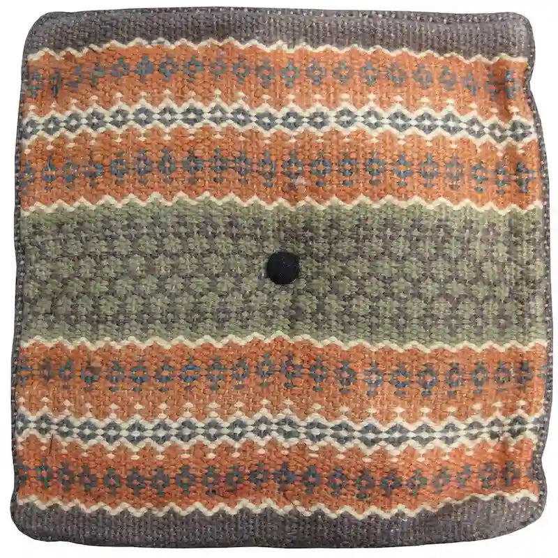 Pouf Kilim fait main en jute et laine d'Inde