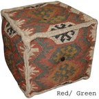 Pouf Kilim fait main en jute et laine d'Inde