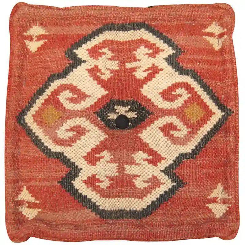 Pouf Kilim fait main en jute et laine d'Inde
