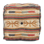 Pouf Kilim fait main en jute et laine d'Inde