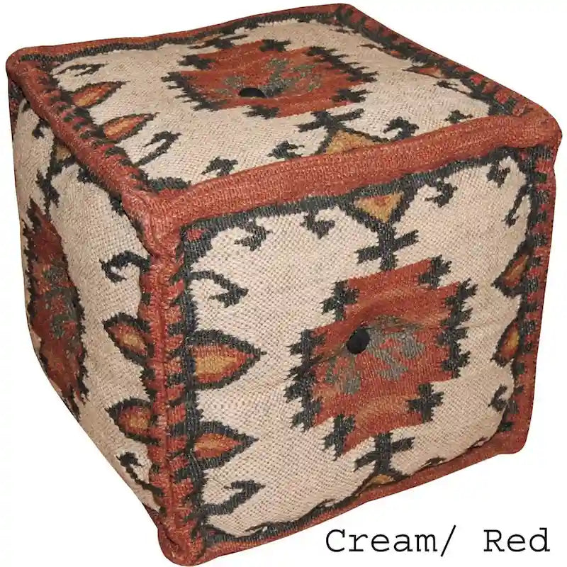 Pouf Kilim fait main en jute et laine d'Inde